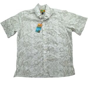 Kiholo Kai Shirt Mens Large White Gray Floral Hawaiian Button Up Tailored USA